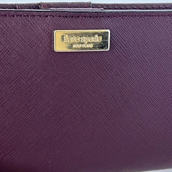 Kate Spade Bifold Wallet Card Holder Burgundish Red Wine Color - Picture 14 of 16